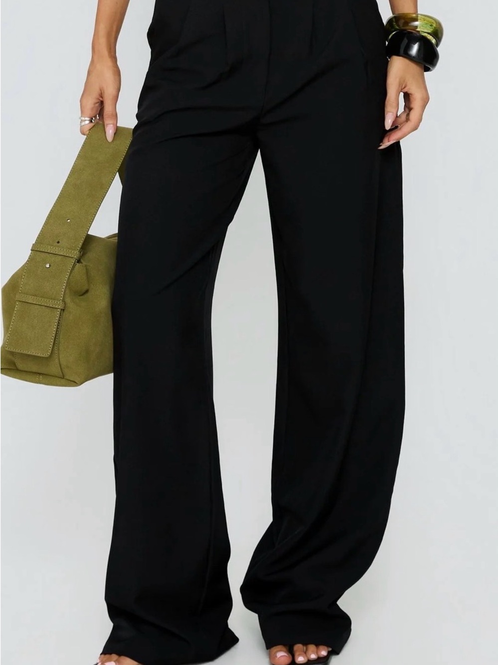 Wide-Leg Black Women's Pants - Classic High-Rise Trousers